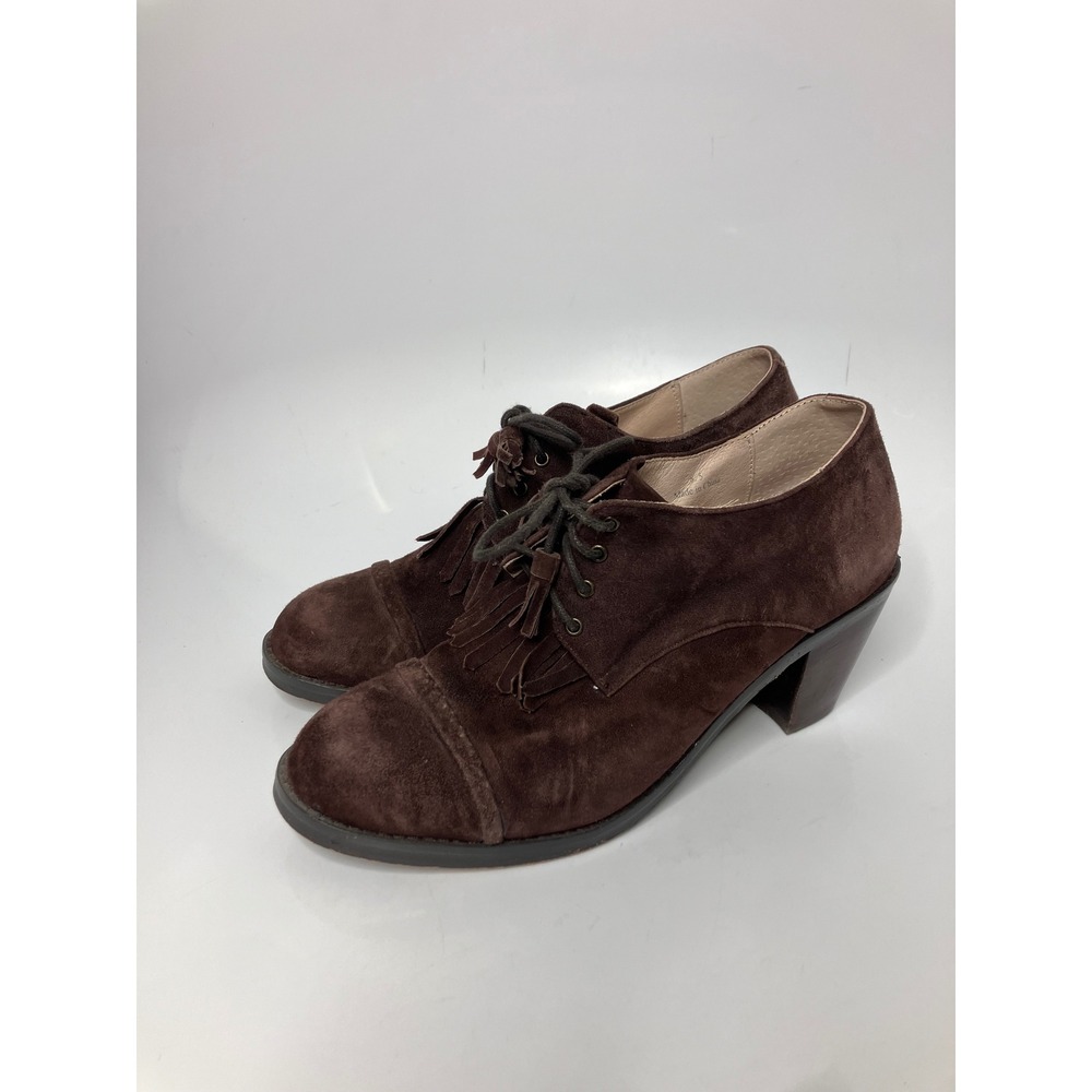 J. Jill Heeled Oxfords Womens 8.5 Brown Good Suede Kiltie Tassel Lace Up